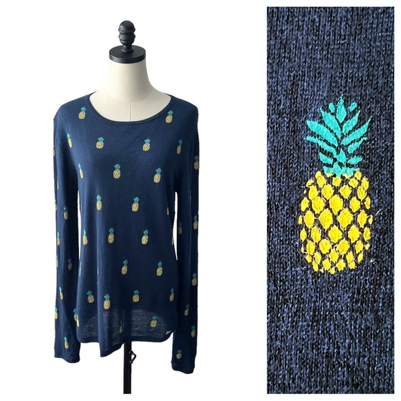 Banjo & Matilda Navy Blue Pineapple Cashmere Sweater | LARGE - Picture 1 of 12